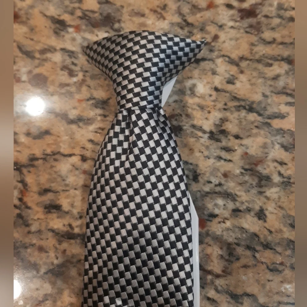 Bill Blass Monochrome Checkered Clip On Boy's Tie